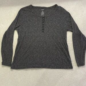 Sonoma Long Sleeve Ribbed Henley in Charcoal (Size XL)